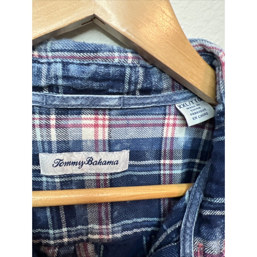 Tommy Bahama Men's Shirt Indigo Beach Plaid XXL 100% Cotton - Picture 5 of 7
